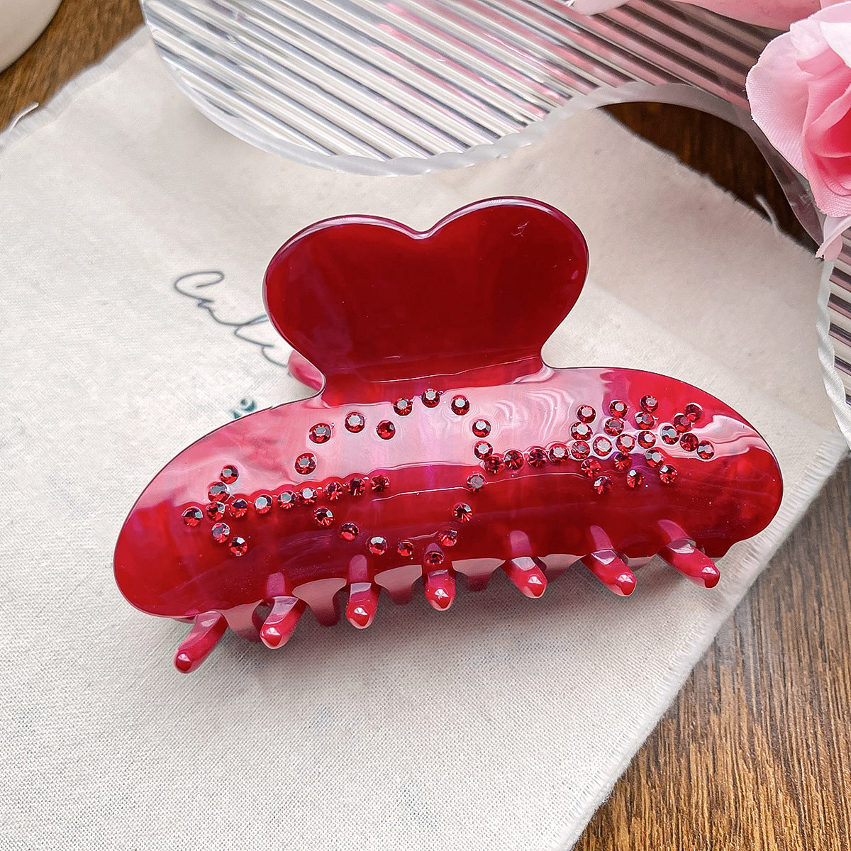 Wholesale Acrylic Diamond Love Valentine's Day Hair Clips